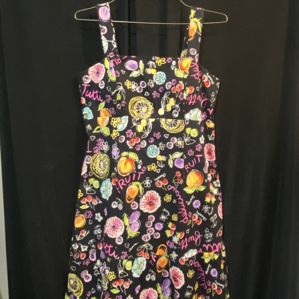 Karin Stevens Tutti Frutti Apron Dress Size 8 Colorful Summer Fun
